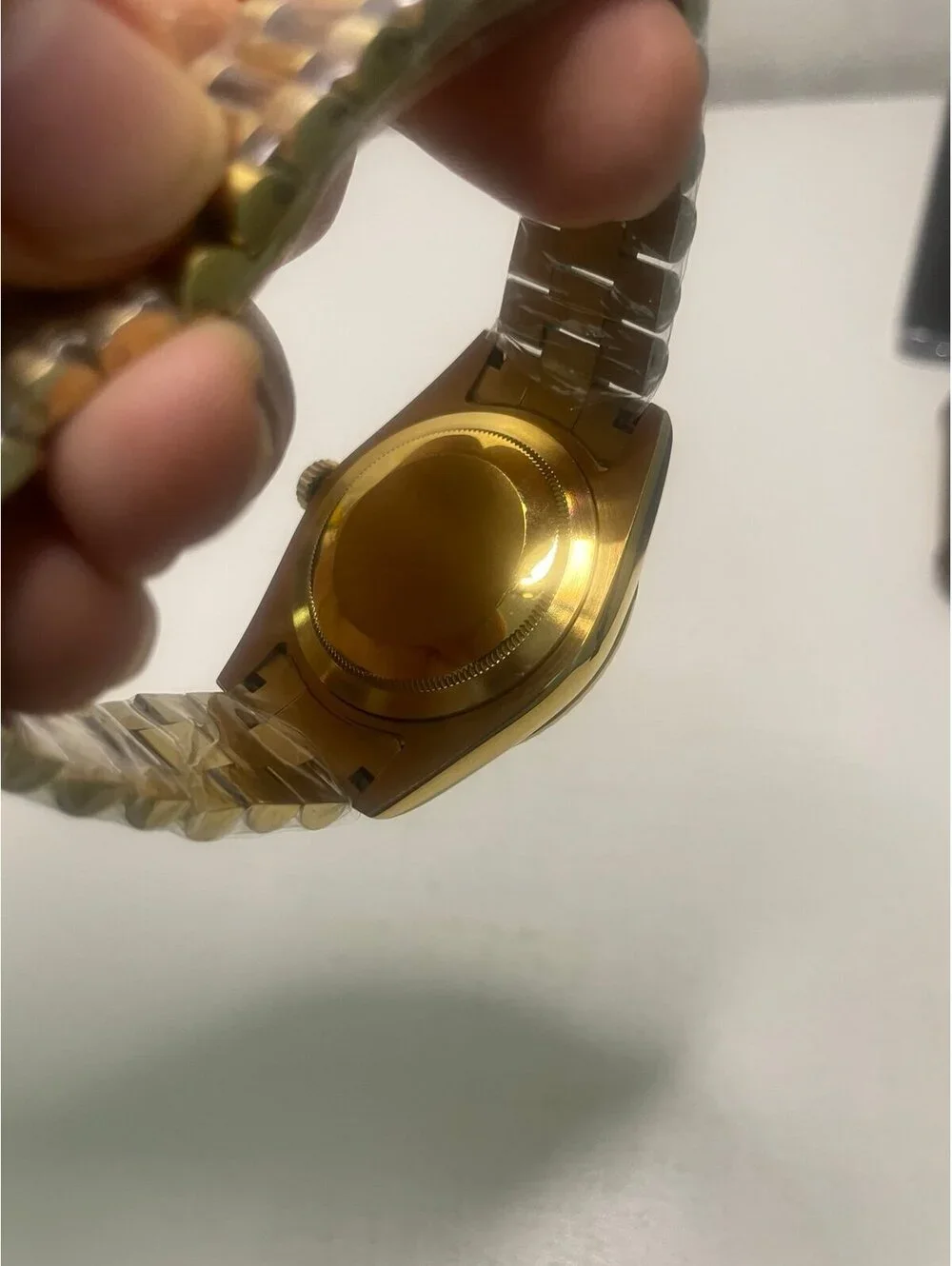 Gold Tone Mechanical Watch el and Sapphire Crystal stock 246
